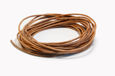 Lederband rund, natur, matt, Ø 4 mm, 1 m, Echt Leder