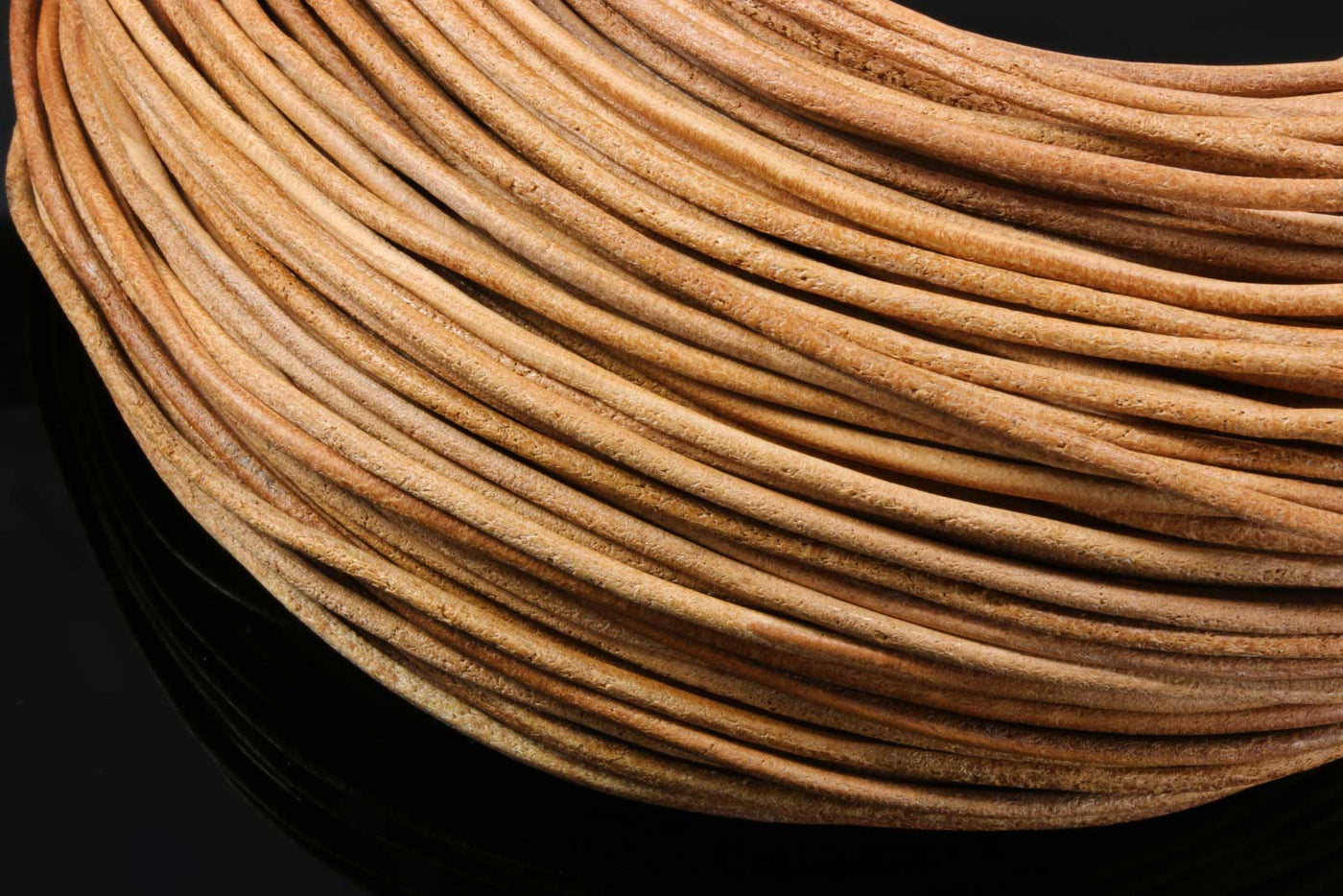 Lederband rund, natur, matt, Ø 4 mm, 1 m, Echt Leder