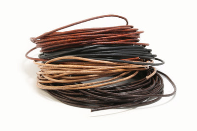 Lederband rund, natur, matt, Ø 4 mm, 1 m, Echt Leder