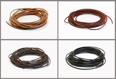 Lederband rund, natur, matt, Ø 4 mm, 1 m, Echt Leder