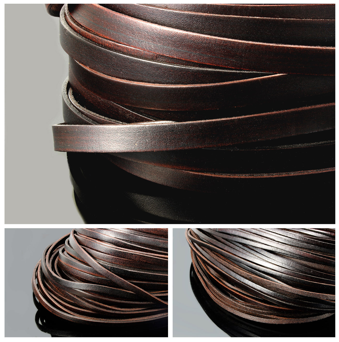 Lederband flach, 3/5/8/10 mm, 1 m, Qualität Echt Rindsleder