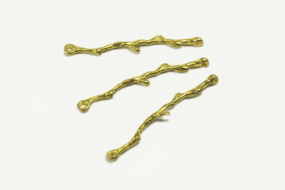 Verbinder aus massivem Messing, Zweig, 39 x 6 mm