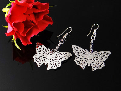 Edelstahl Ohrringe Ohrhänger Ohrschmuck Filigran Ohrstecker Schmetterlinge, neu