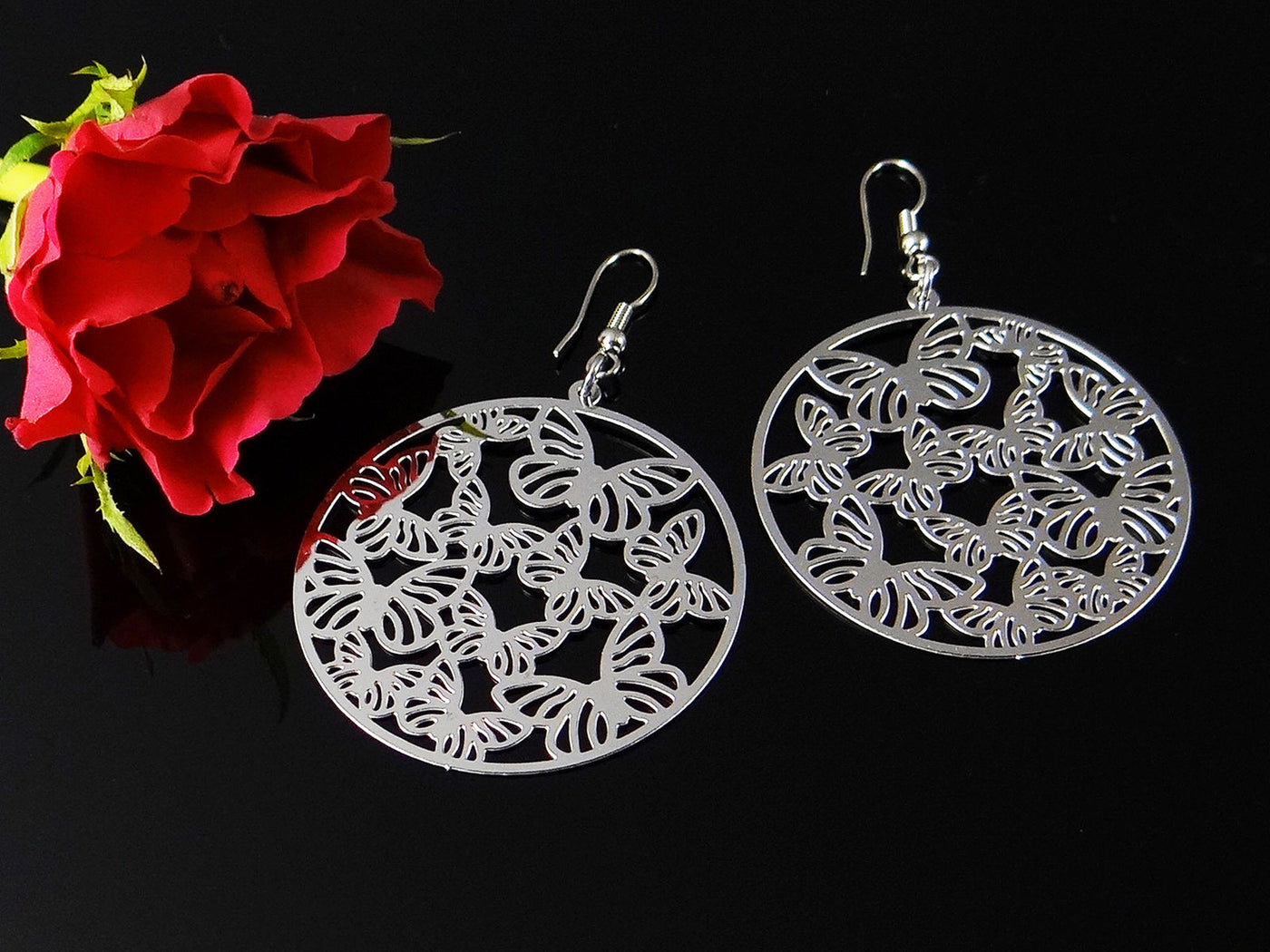 Edelstahl Ohrringe Ohrhänger Ohrschmuck Filigran Ohrstecker Schmetterlinge, neu