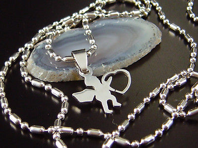 Edelstahl Schutzengel Anhänger mit Kette Engel mit Herz Halskette
