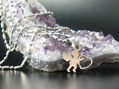 Edelstahl Schutzengel Anhänger mit Kette Engel mit Herz Halskette