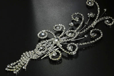 Haarkamm mit Strass Haargesteck Kopfschmuck groß Strasssteine, neu