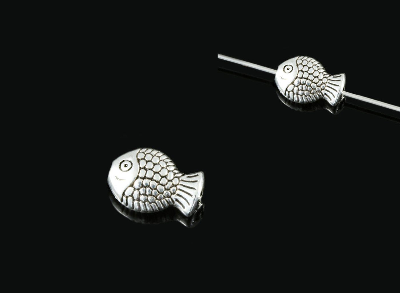 Zwischenperlen Fisch, 7 x 10 mm, 10 Stück