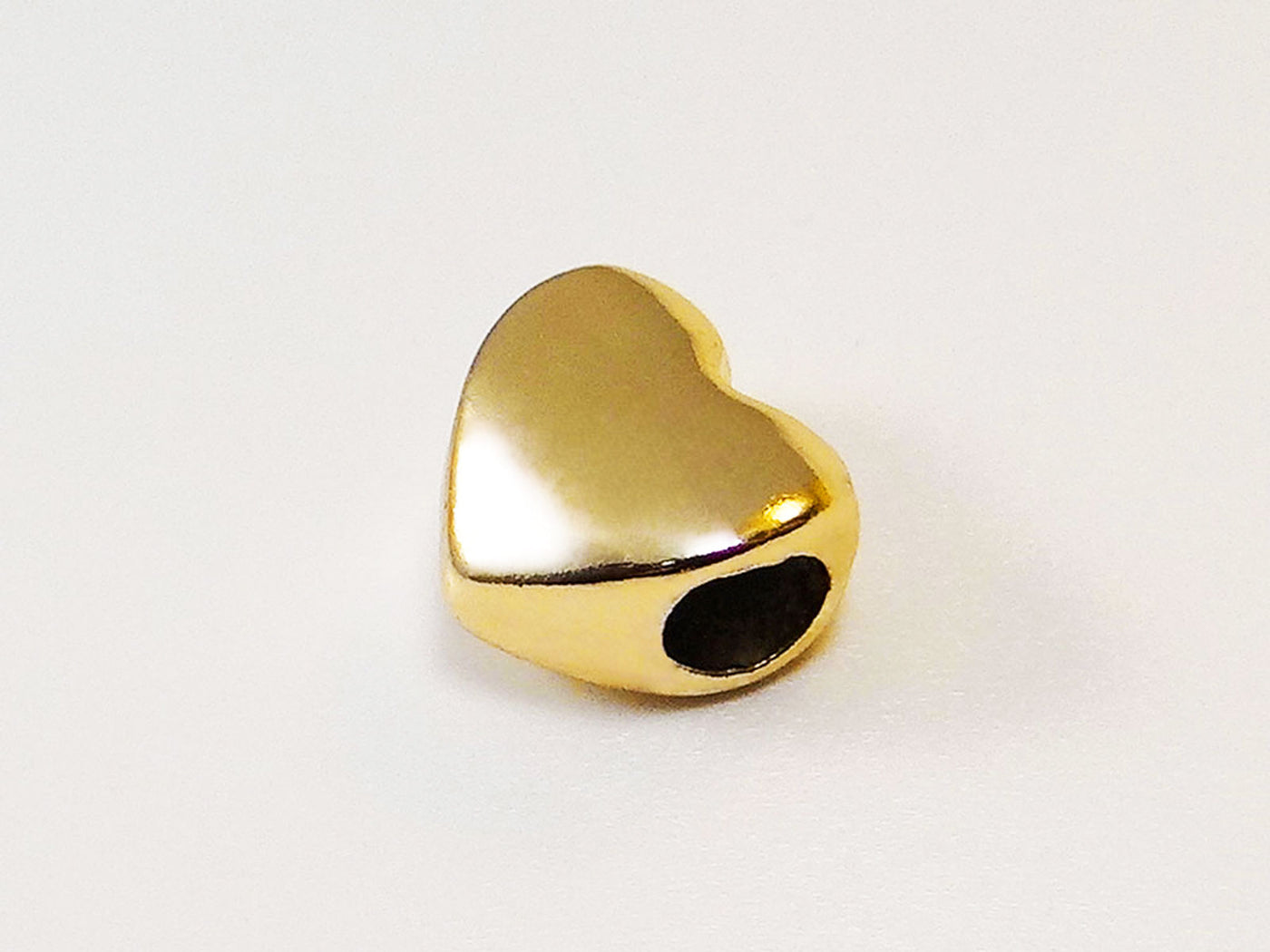 European Bead, Herz, 11 x 11 x 7 mm, hellgoldfarben