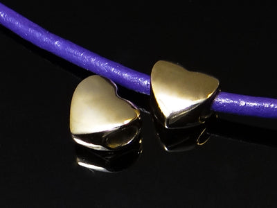 European Bead, Herz, 11 x 11 x 7 mm, hellgoldfarben