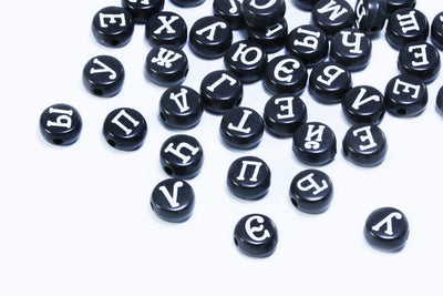 Buchstabenperlen, russische Alphabet, Mix, Ø 7 mm, 100 Stück