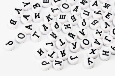 Buchstabenperlen, russische Alphabet, Mix, Ø 7 mm, 100 Stück