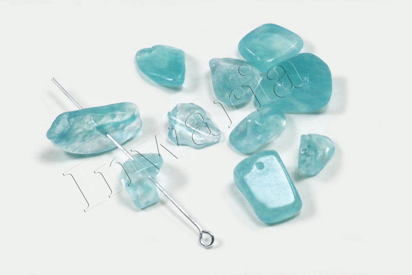 Edelstein Perlen, Aquamarin, 6-17 mm, 50 Stück