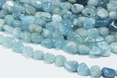 Edelstein Perlen, Aquamarin, 1 Strang, 40 cm