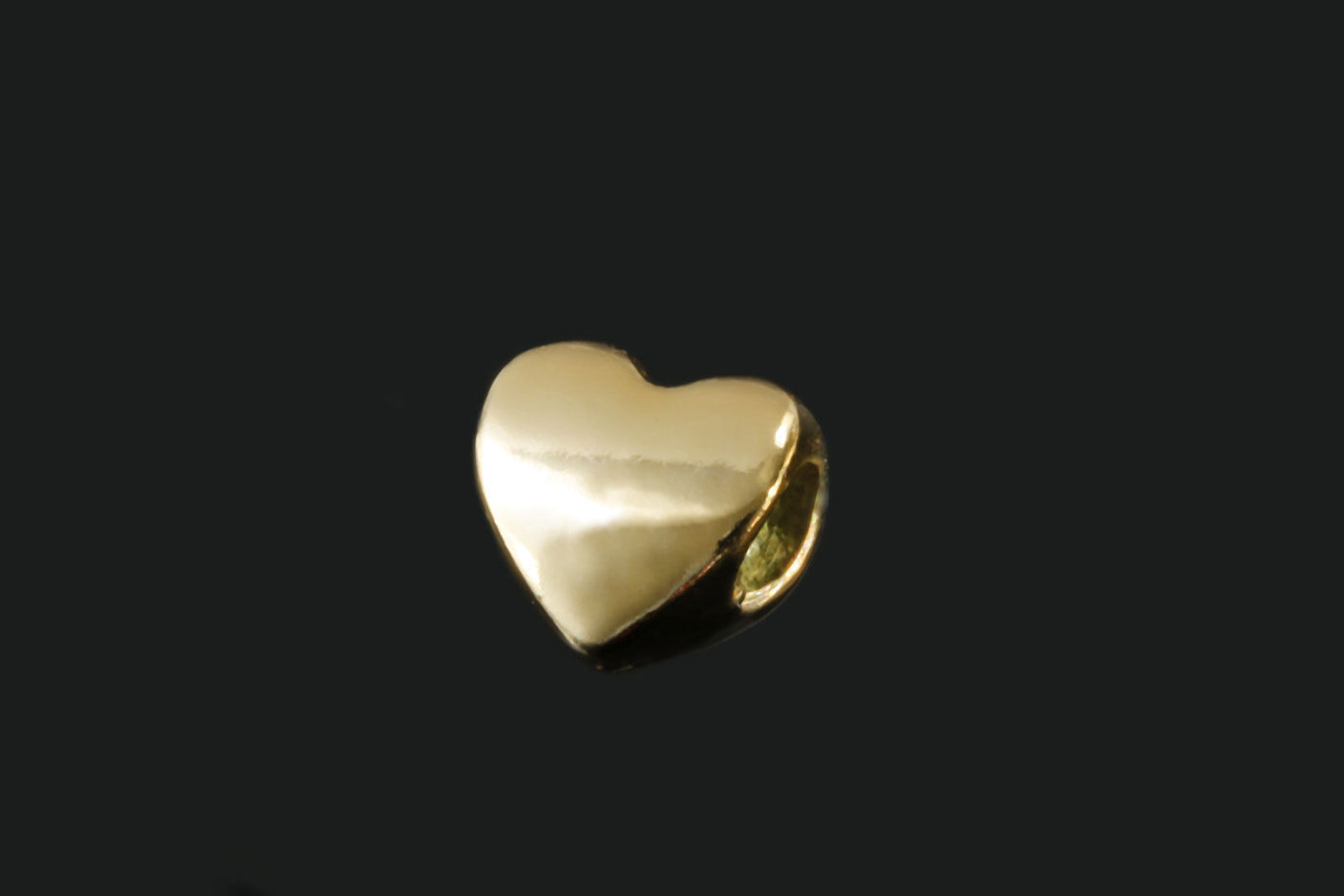 European Bead, Herz, 11 x 11 x 7 mm, hellgoldfarben
