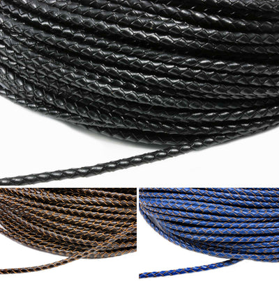 Lederband geflochten, Ø 4 mm, 1 m, Echt Leder