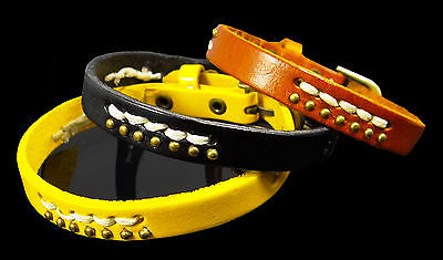 Lederarmband Herrenarmband 26 cm Schwarz Braun Gelb Echtes Leder Armband Biker