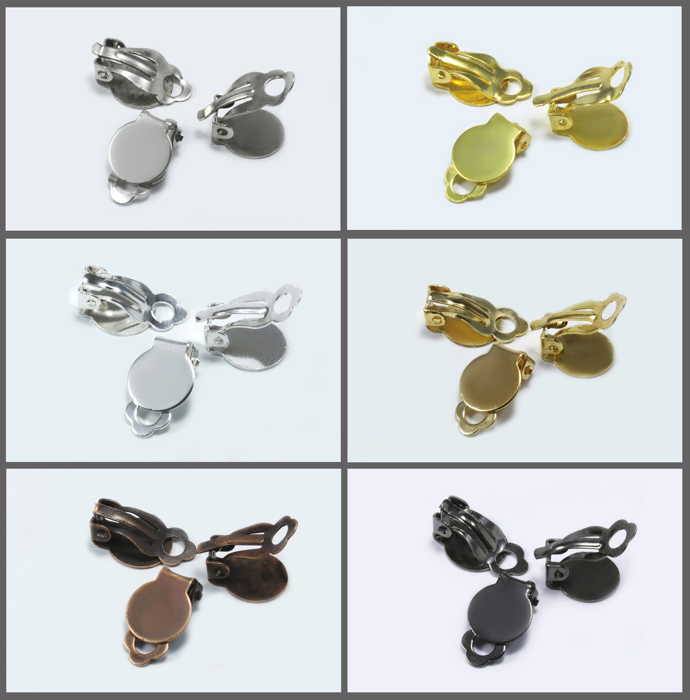 Ohrclips mit Klebeplatte, 18 x 10 x 6 mm, 10 Stück