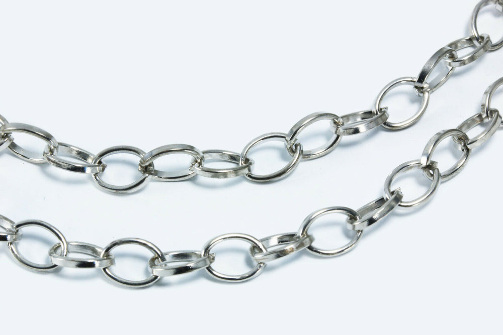Perlin 3 Meter Gliederkette Link Kette Metallkette Oval Panzerkette 10mm Silber Schmuckkette