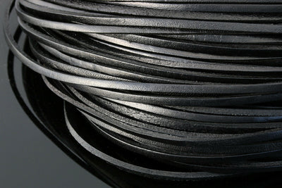 Lederband flach, 3 mm, 1 m, Echt Leder