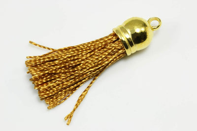 Quaste Anhänger, Länge 40-47 mm, Satin, goldfarben