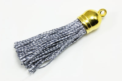 Quaste Anhänger, Länge 40-47 mm, Satin, goldfarben