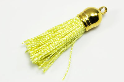 Quaste Anhänger, Länge 40-47 mm, Satin, goldfarben