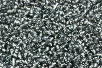 Rocailles mit Silbereinzug, Ø 2 mm, 20/100 g