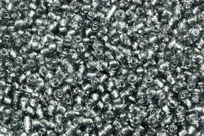 Rocailles mit Silbereinzug, Ø 2 mm, 20/100 g