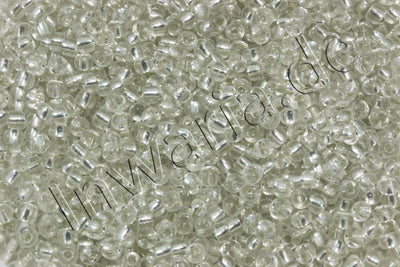 Rocailles mit Silbereinzug, Ø 4 mm, 20/100 g
