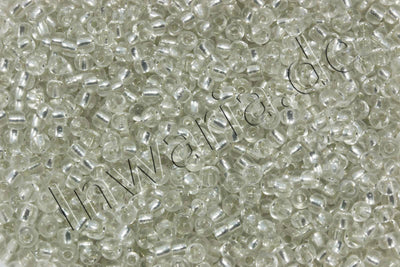 Rocailles mit Silbereinzug, Ø 2 mm, 20/100 g