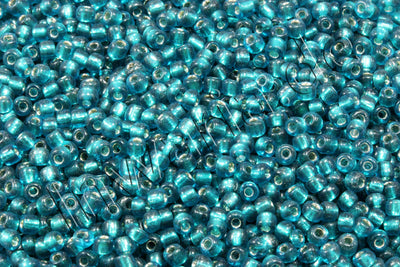 Rocailles mit Silbereinzug, Ø 2 mm, 20/100 g