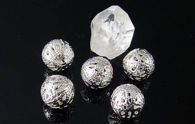 Metallperlen, filigran, Ø 6 mm, Kugel, 100 Stück