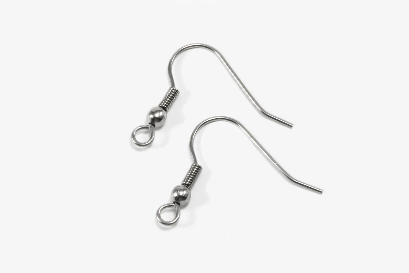 Ohrhaken aus Edelstahl, mit Kugel und Spirale, 20 mm