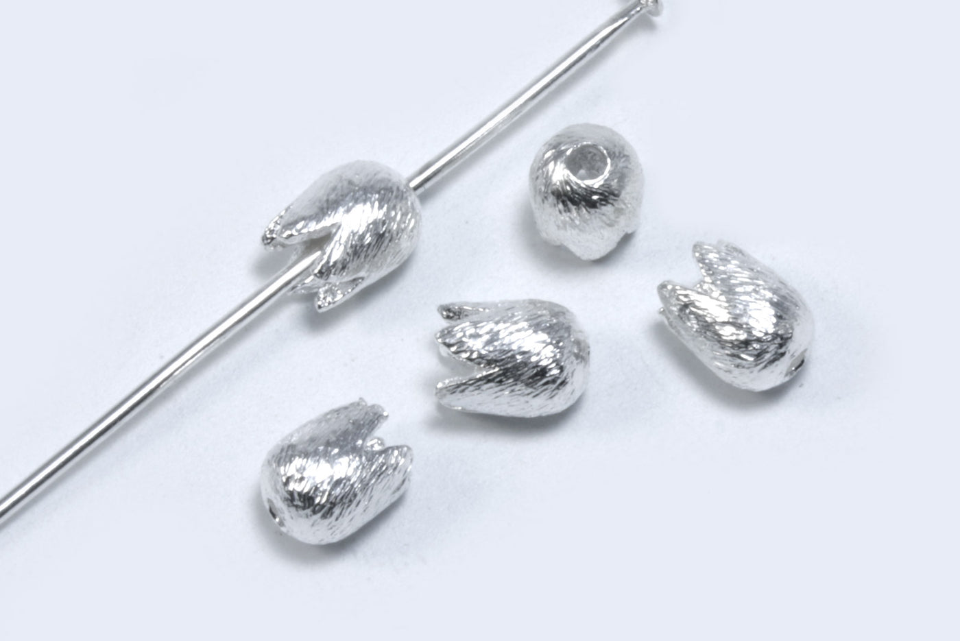 Tulpen aus 925 Silber, 7 x 5,7 mm, gebürstet
