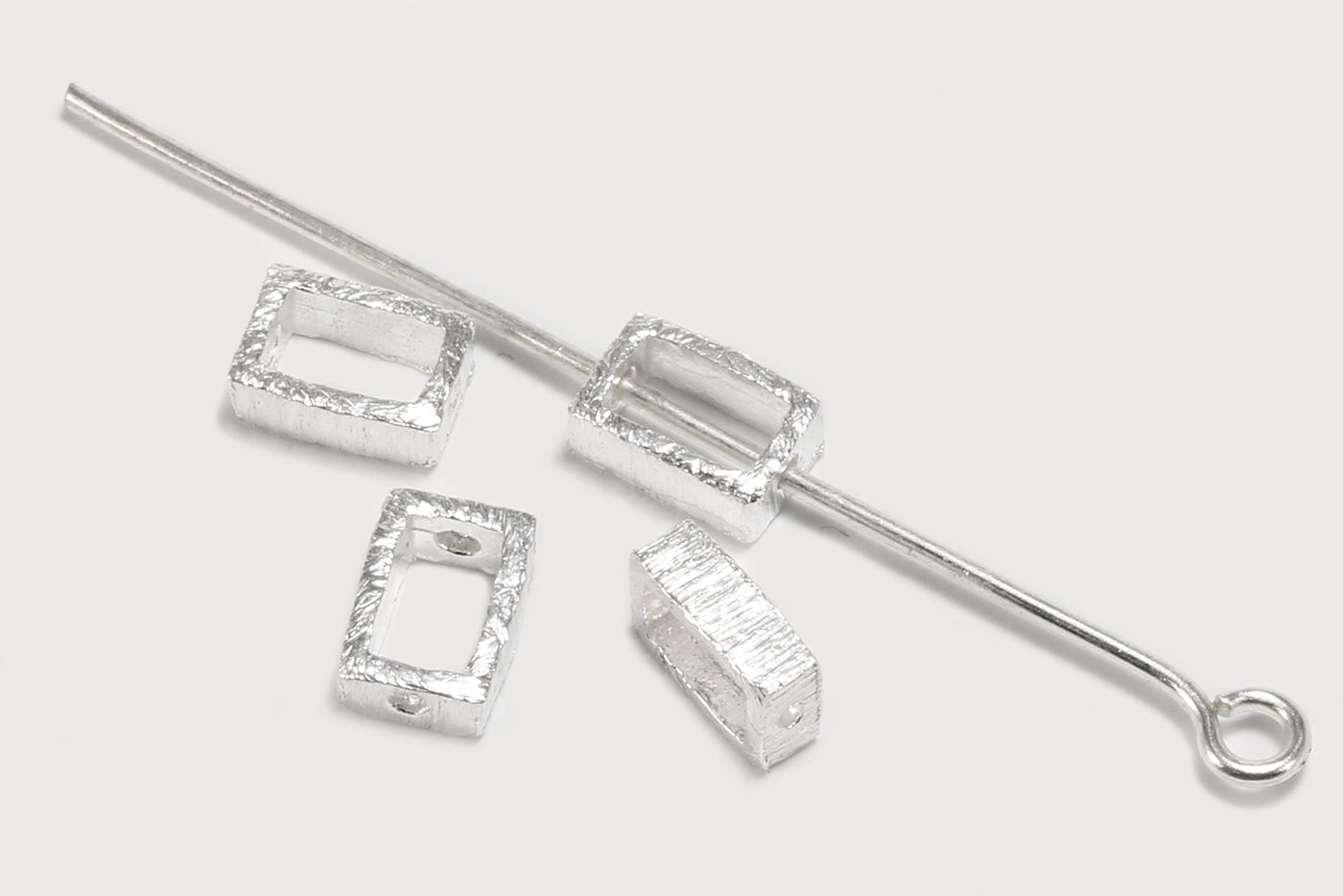Zwischenperlen aus 925 SILBER, 6 x 4 x 2,5 mm, Rechteck, gebürstet