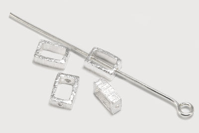Zwischenperlen aus 925 SILBER, 6 x 4 x 2,5 mm, Rechteck, gebürstet