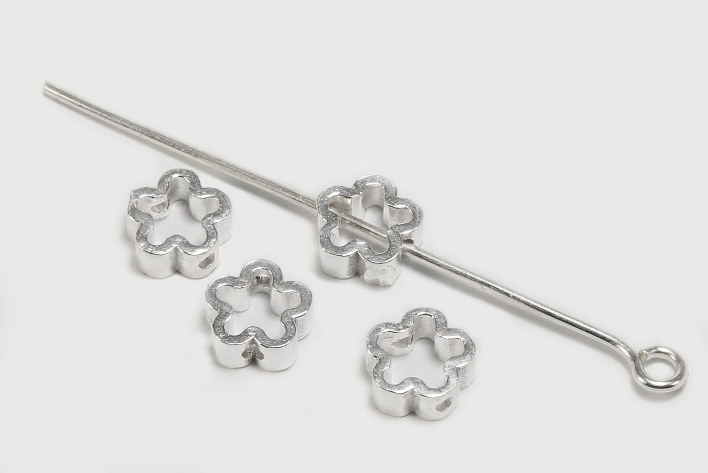 Zwischenperlen aus 925 SILBER, 6 x 6 x 2,5 mm, Blume, glatt