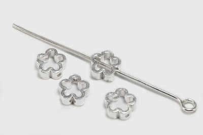 Zwischenperlen aus 925 SILBER, 6 x 6 x 2,5 mm, Blume, glatt