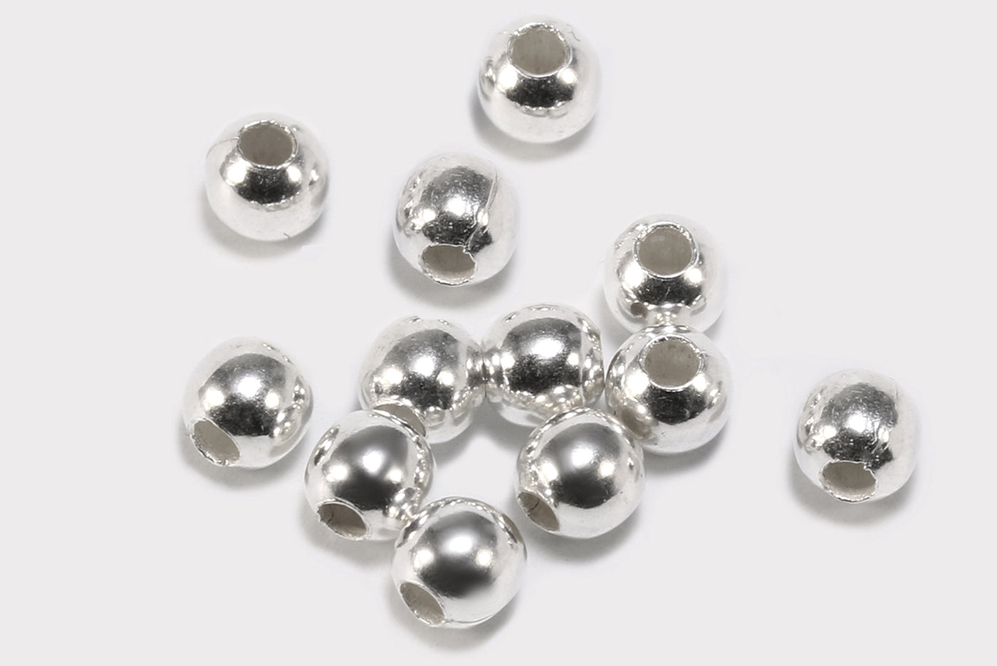 Perlen aus 925 Silber, Ø 6 mm, glatt
