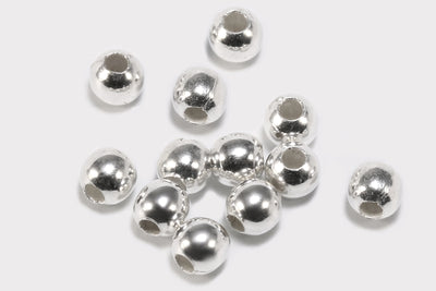 Perlen aus 925 Silber, Ø 6 mm, glatt