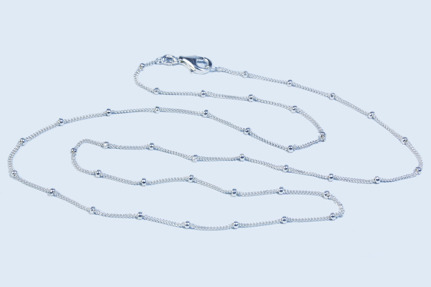 Panzerkette mit Kugeln aus 925 Silber, mit Karabinerverschluss