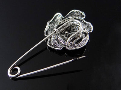 Anstecknadel Rose, 60 mm, silberfarben