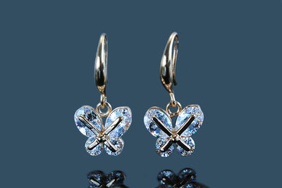 Ohrhänger mit Zirkonia Schmetterlinge Ohrringe Crystal Ohrschmuck, OS-35
