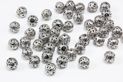 Metallperlen, filigran, Ø 6 mm, Kugel, 100 Stück