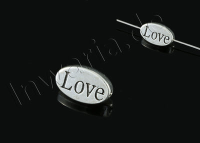 Metallperlen Love, 8 x 13 mm, 5 Stück