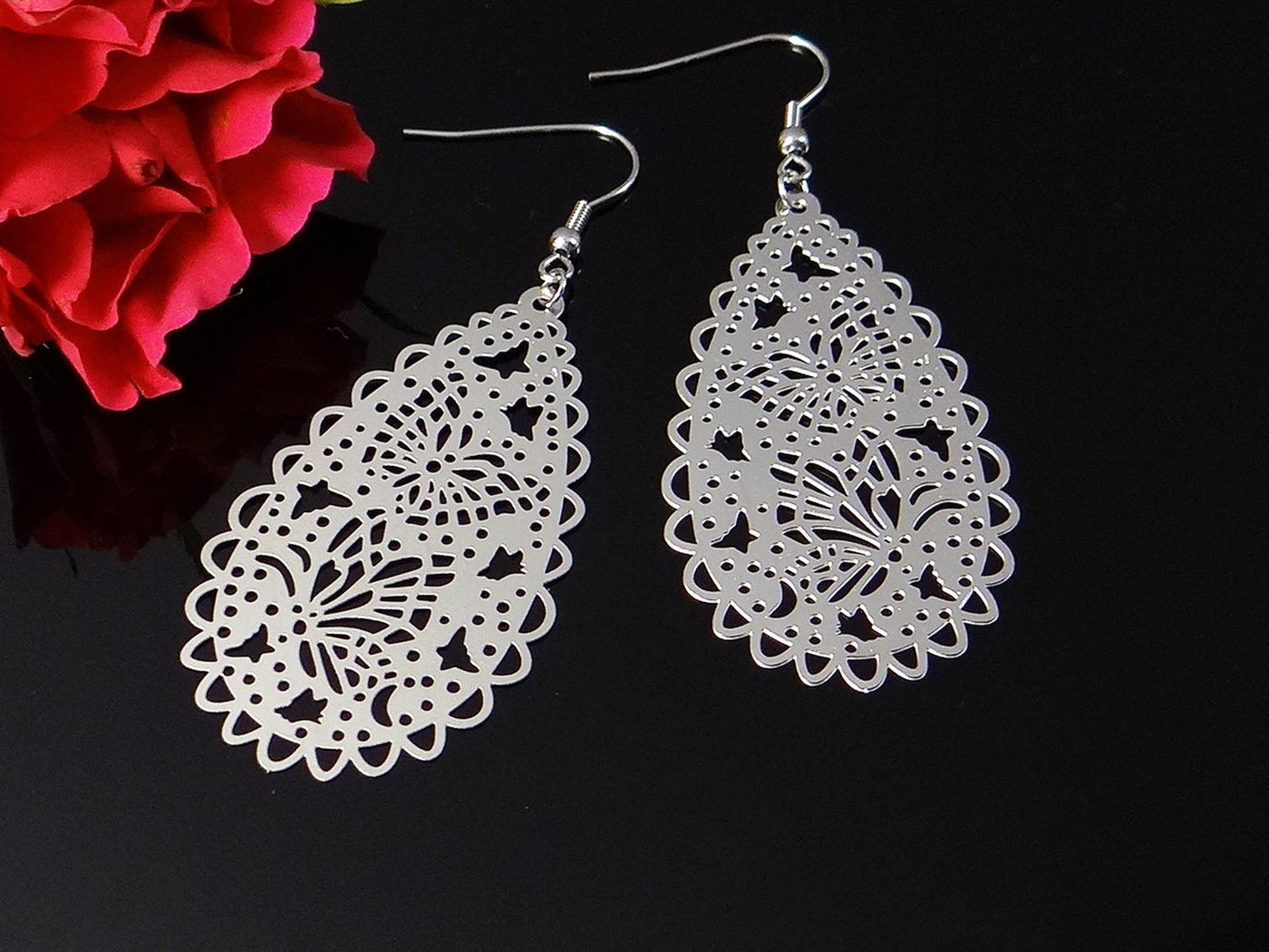Edelstahl Ohrringe Ohrhänger Ohrschmuck Filigran Ohrstecker Schmetterlinge, neu